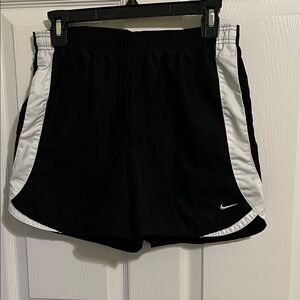 Nike Women’s Black Athletic Shorts with White Panels and pockets